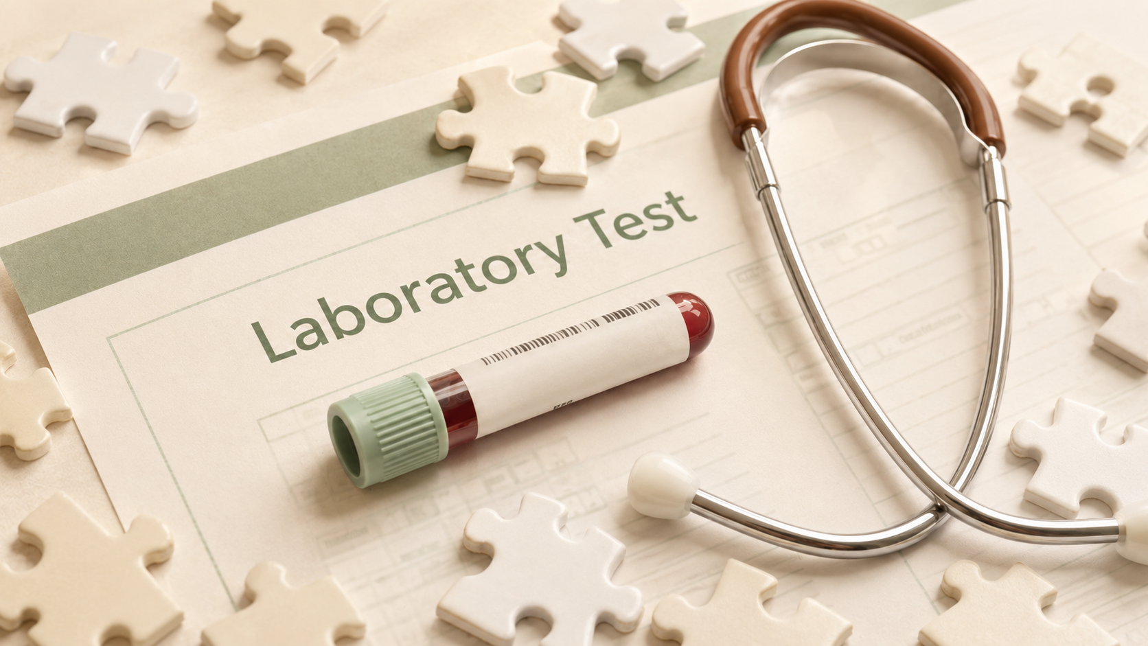 Laboratory test results with stethoscope — comprehensive functional medicine diagnostic testing