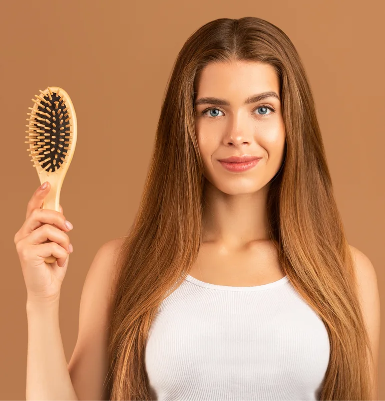 Confident woman with thick, healthy hair
