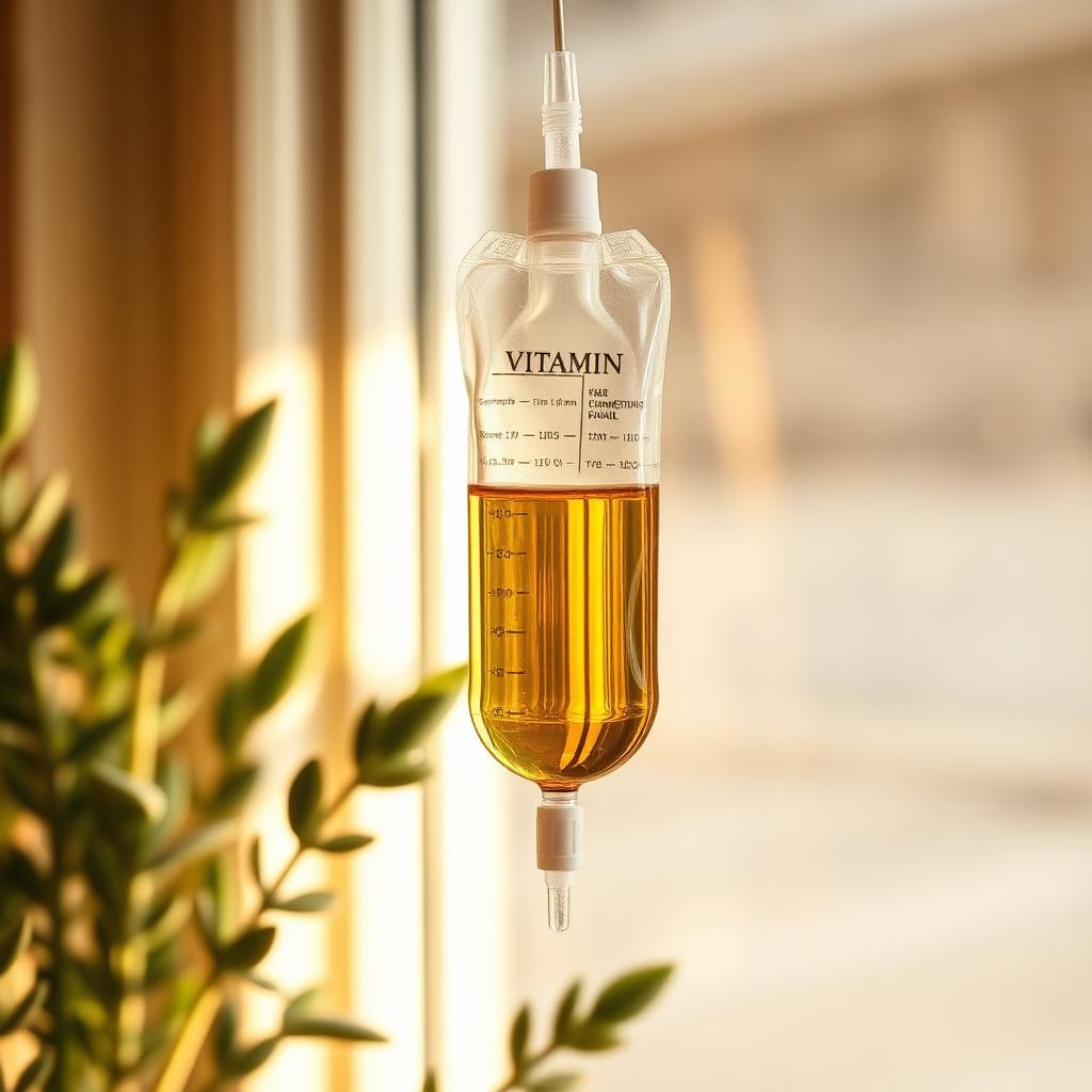 A vitamin IV drip in warm afternoon light