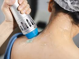 Shockwave therapy applied to shoulder and neck